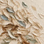 Cream Hand-Painted Oil Painting, Sweeping Leaves with Muted Blue Accents #03M1QDNU