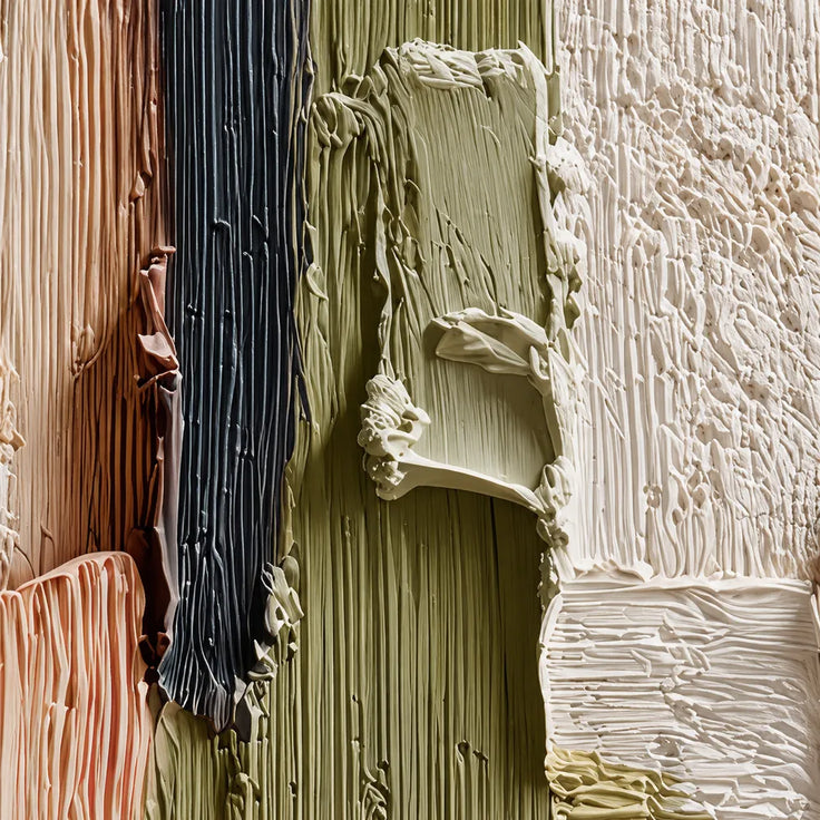 Earth-Tone Hand-Painted 3D Textured Oil Painting, Terracotta & Olive Color-Block Abstract Wall Art #I1ML7OIB