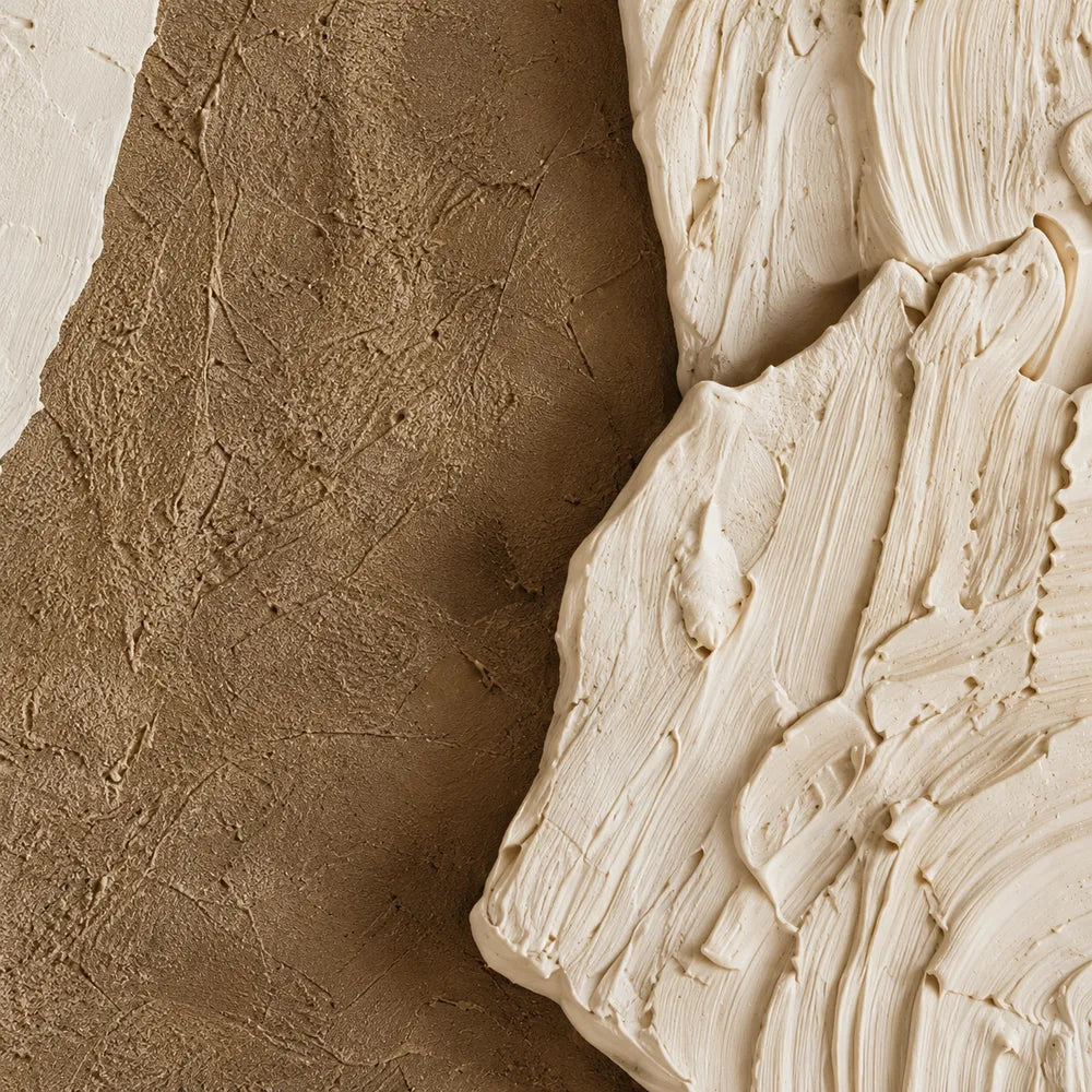 Cream Taupe Hand-Painted 3D Textured Oil Painting, Central Ravine Wall Art #8OE57EYP