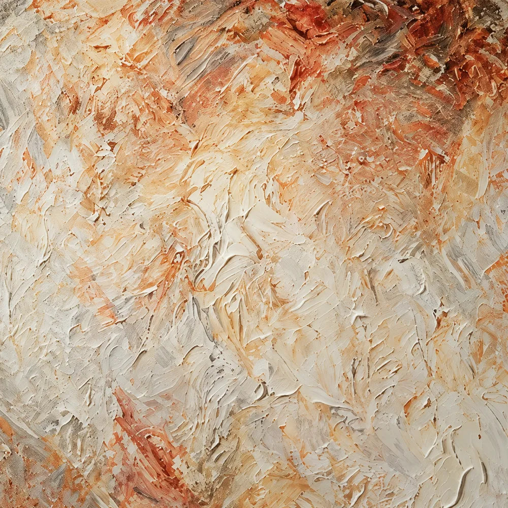 Cream and Warm Brown Hand-Painted Oil Painting, Soft Organic Abstract #97YZ35BG