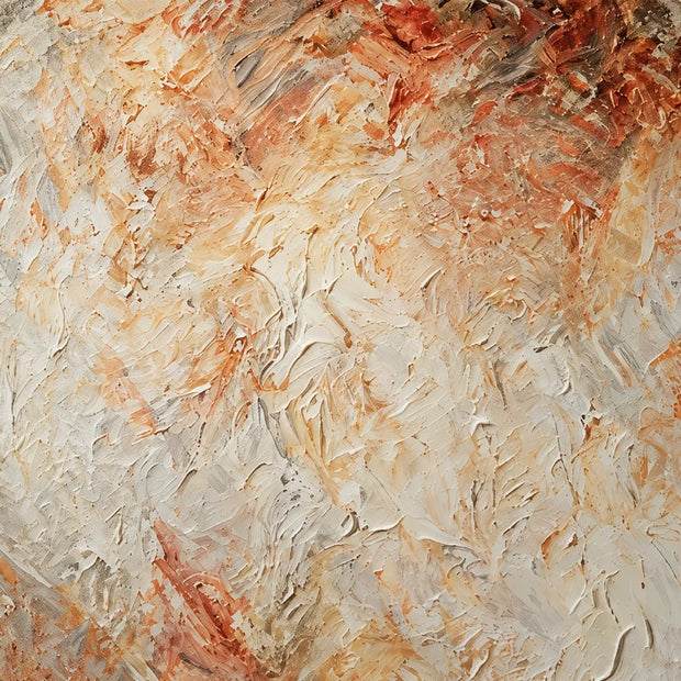 Cream and Warm Brown Hand-Painted Oil Painting, Soft Organic Abstract #97YZ35BG