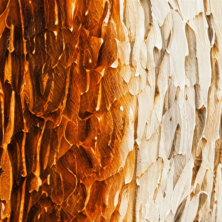 Amber Brown Hand-Painted 3D Textured Oil Painting, Flowing Streaks Wall Art #77Z7AGGF