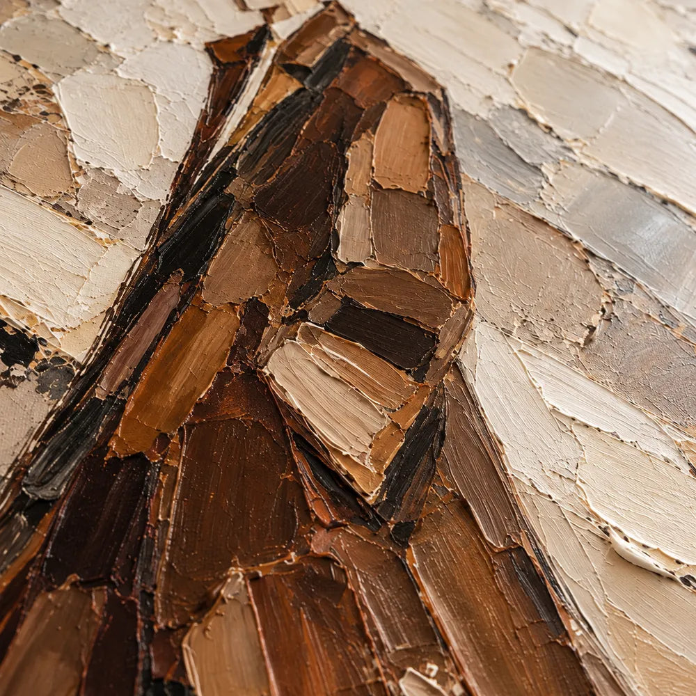 Earth-Tone Hand-Painted Oil Painting, Two Figures in Wide-Brim Hats #AROVDTOR