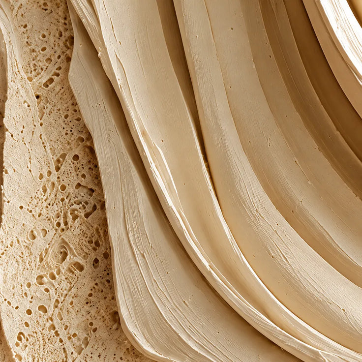 Beige Hand-Painted 3D Textured Oil Painting, Layered Contours Wall Art #CVIFU9CW