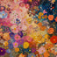 Deep Blue and Pink Hand-Painted Oil Painting, Colorful Flower Meadow #PG0DH31L