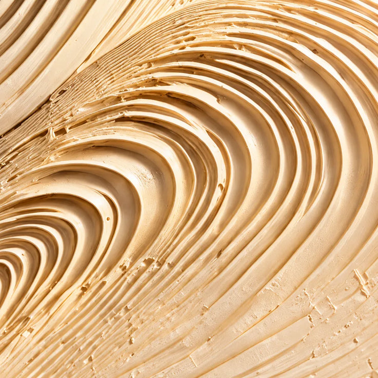 Sand Cream Hand-Painted 3D Textured Oil Painting, Ribbon Wave Wall Art #UOHF8DXB