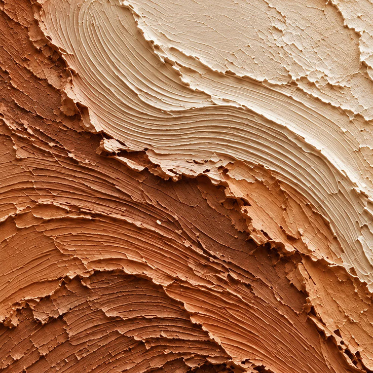 Terracotta and Cream Hand-Painted 3D Textured Oil Painting, Undulating Relief #3MEDZXWX