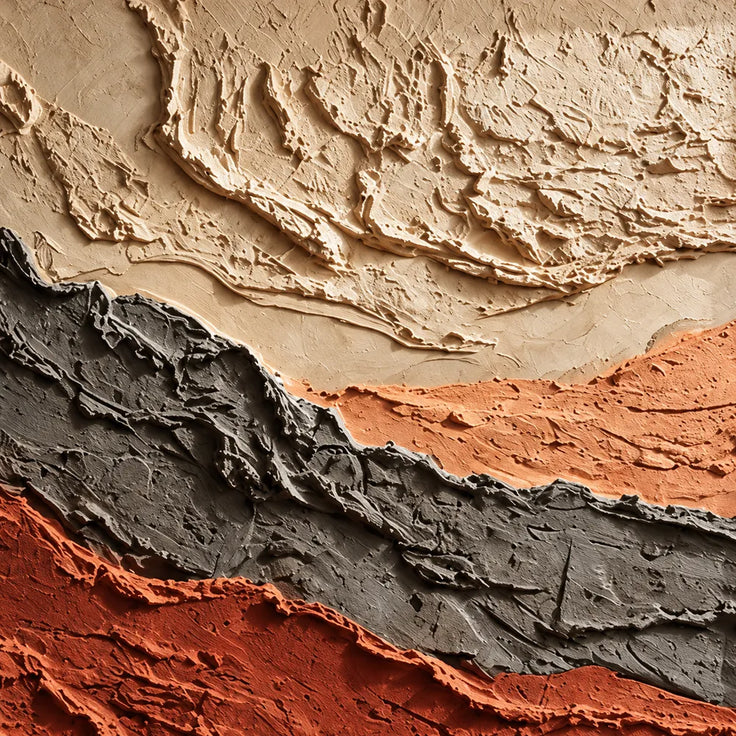 Rust and Sand Hand-Painted 3D Textured Oil Painting, Layered Earth Abstract #WOZTWBJA