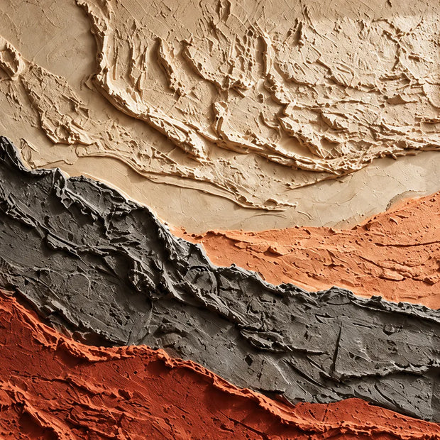 Rust and Sand Hand-Painted 3D Textured Oil Painting, Layered Earth Abstract #WOZTWBJA