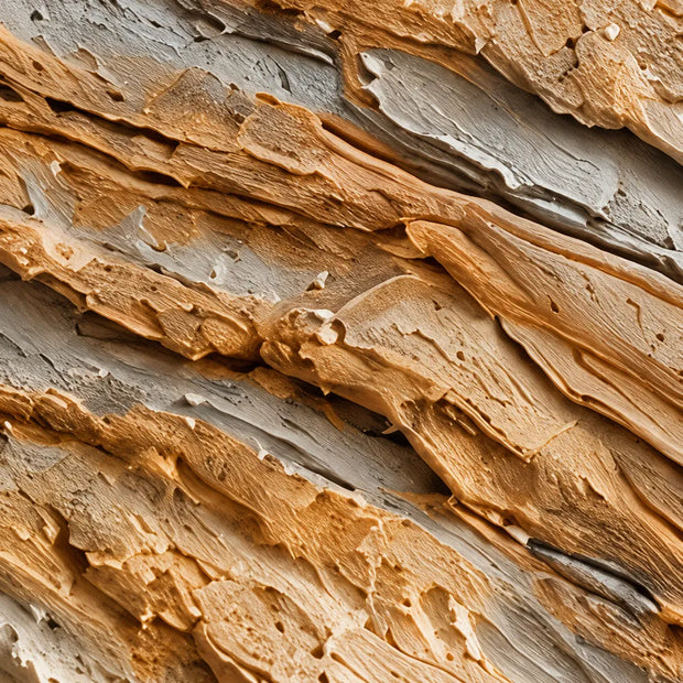 Cream Ochre Hand-Painted 3D Textured Oil Painting, Diagonal Ridge Wall Art #C36FRQTN