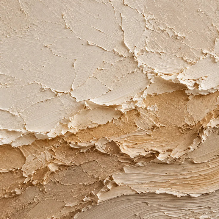 Cream Hand-Painted 3D Textured Oil Painting, Rising Sweep Abstract Wall Art #TYCH8KFY
