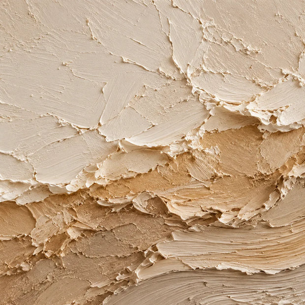 Cream Hand-Painted 3D Textured Oil Painting, Rising Sweep Abstract Wall Art #TYCH8KFY