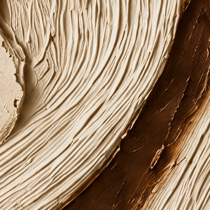 Cream Tan Hand-Painted 3D Textured Oil Painting, Winding Ridges Wall Art #4U0FQXUW