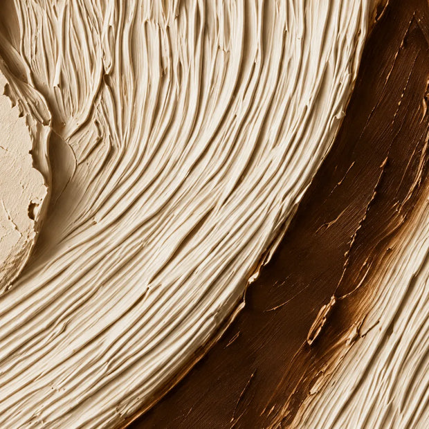 Cream Tan Hand-Painted 3D Textured Oil Painting, Winding Ridges Wall Art #4U0FQXUW
