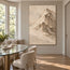 Beige Hand-Painted Mountain Painting, Asymmetric Cream Summit #LEVVY5F3