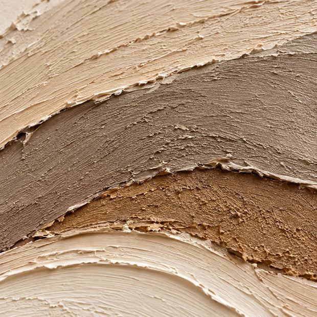 Beige Hand-Painted 3D Textured Oil Painting, Flowing Layered Bands Abstract Wall Art #91IV6MQ0