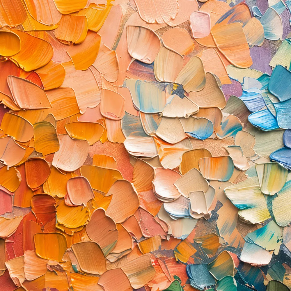 Blue and Coral Hand-Painted Oil Painting, Expressive Color Field #WWMNSDR4