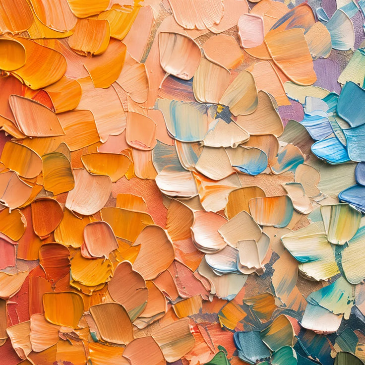 Blue and Coral Hand-Painted Oil Painting, Expressive Color Field #WWMNSDR4