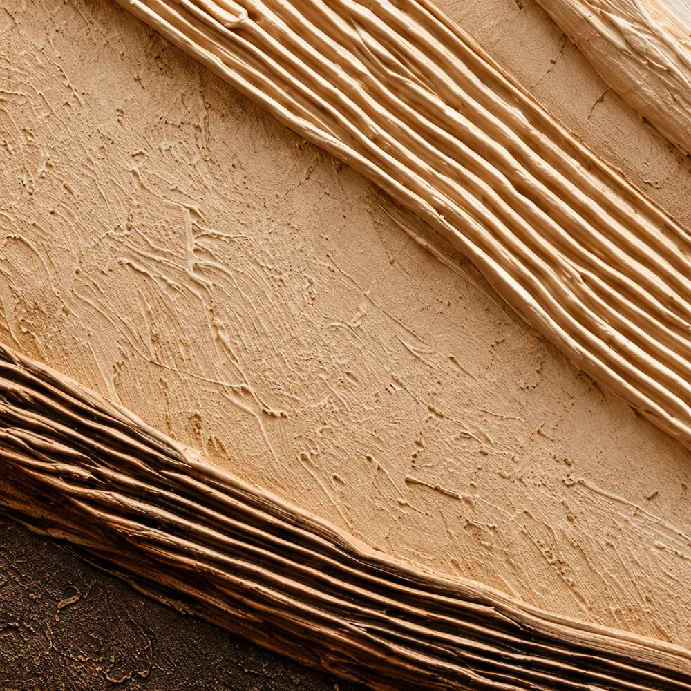 Brown Cream Hand-Painted 3D Textured Oil Painting, Rolling Strata Wall Art #WMVP53K9