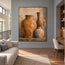 Ochre & Cream Hand-Painted Oil Painting, Three-Vessel Still Life Wall Art #198HZFBY