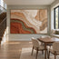 Cream & Terracotta Hand-Painted 3D Textured Oil Painting, Flowing Abstract Curves #3SOTHGWA
