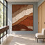 Brown & Ivory Hand-Painted 3D Textured Oil Painting, Diagonal Earth-Tone Abstract Wall Art #S6B3TVFK