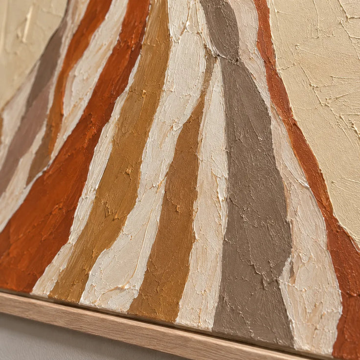 Beige & Rust Hand-Painted Oil Painting, Woman in a Flowing Dress #LMRN0GND