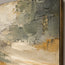 Olive Gray Hand-Painted Oil Painting, Abstract Shoreline and Pale Reflection #W805EAVM