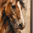Chestnut Brown Hand-Painted Oil Painting, Expressive Horse Portrait #X4ZDTYL9