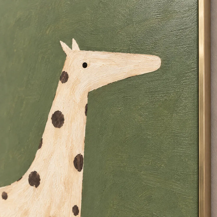 Olive Green Hand-Painted Oil Painting, Spotted Horse Carrying Two Pears #IIUZU07G