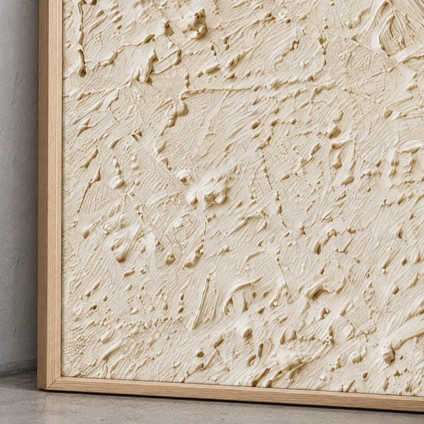 Beige Hand-Painted 3D Textured Oil Painting, Concentric Circles Wall Art #JMOPNPCU