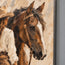 Brown and Cream Hand-Painted Oil Painting, Cowgirl Beside a Horse #JD6LI4AH