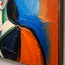 Blue and Orange Hand-Painted Oil Painting, Geometric Woman Holding Flowers #RWCVBPGR
