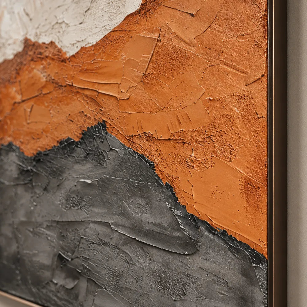 Ivory and Ochre Hand-Painted 3D Textured Oil Painting, Broad Layered Abstract #0GUVNU5F