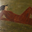 Olive Brown Hand-Painted Oil Painting, Black Horse and Reclining Figure #9MFNIU84