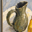 Yellow Hand-Painted Oil Painting, Two Pears with a Green Pitcher #O1ILENI2