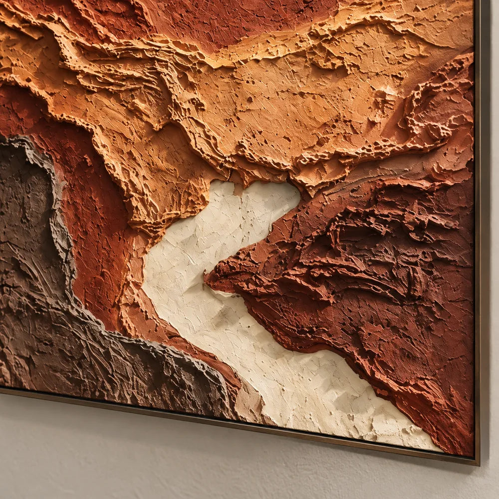 Rust and Sand Hand-Painted 3D Textured Oil Painting, Layered Earth Abstract #WOZTWBJA