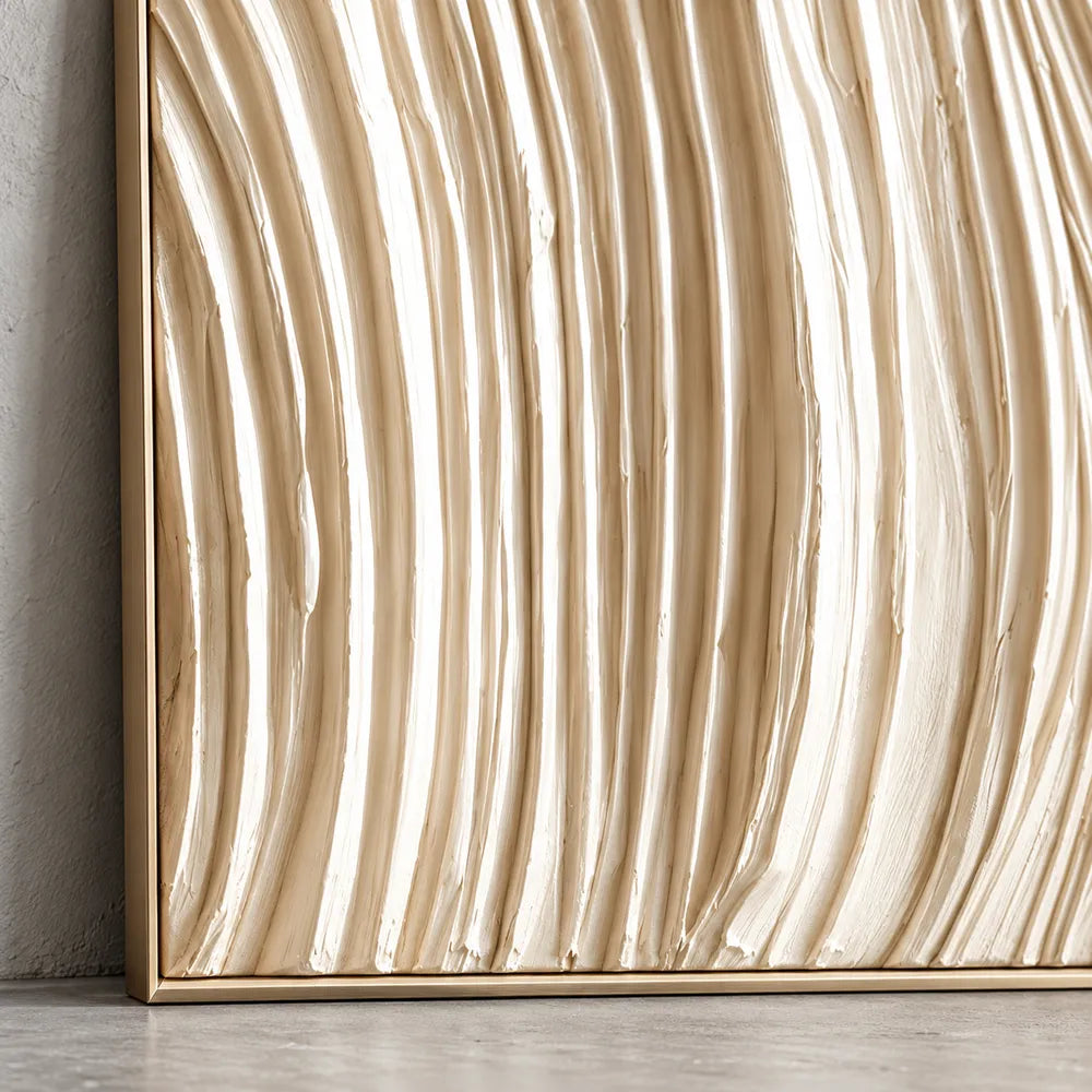 Cream Hand-Painted 3D Textured Oil Painting, Intersecting Arcs Wall Art #84PTAXGM