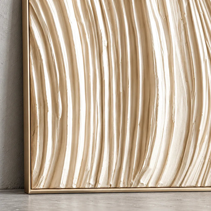 Cream Hand-Painted 3D Textured Oil Painting, Intersecting Arcs Wall Art #84PTAXGM