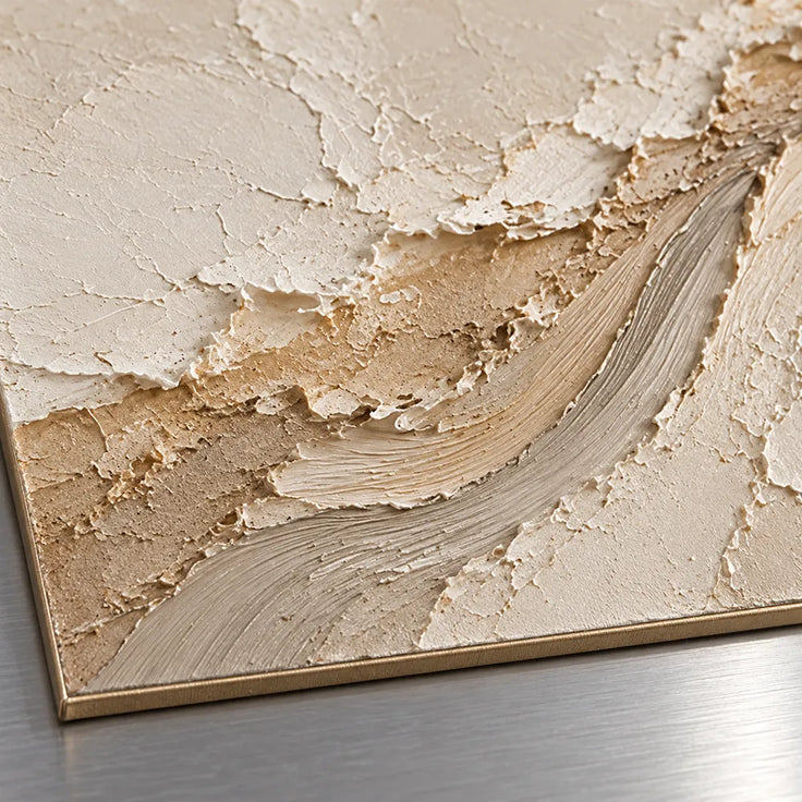 Cream Hand-Painted 3D Textured Oil Painting, Rising Sweep Abstract Wall Art #TYCH8KFY