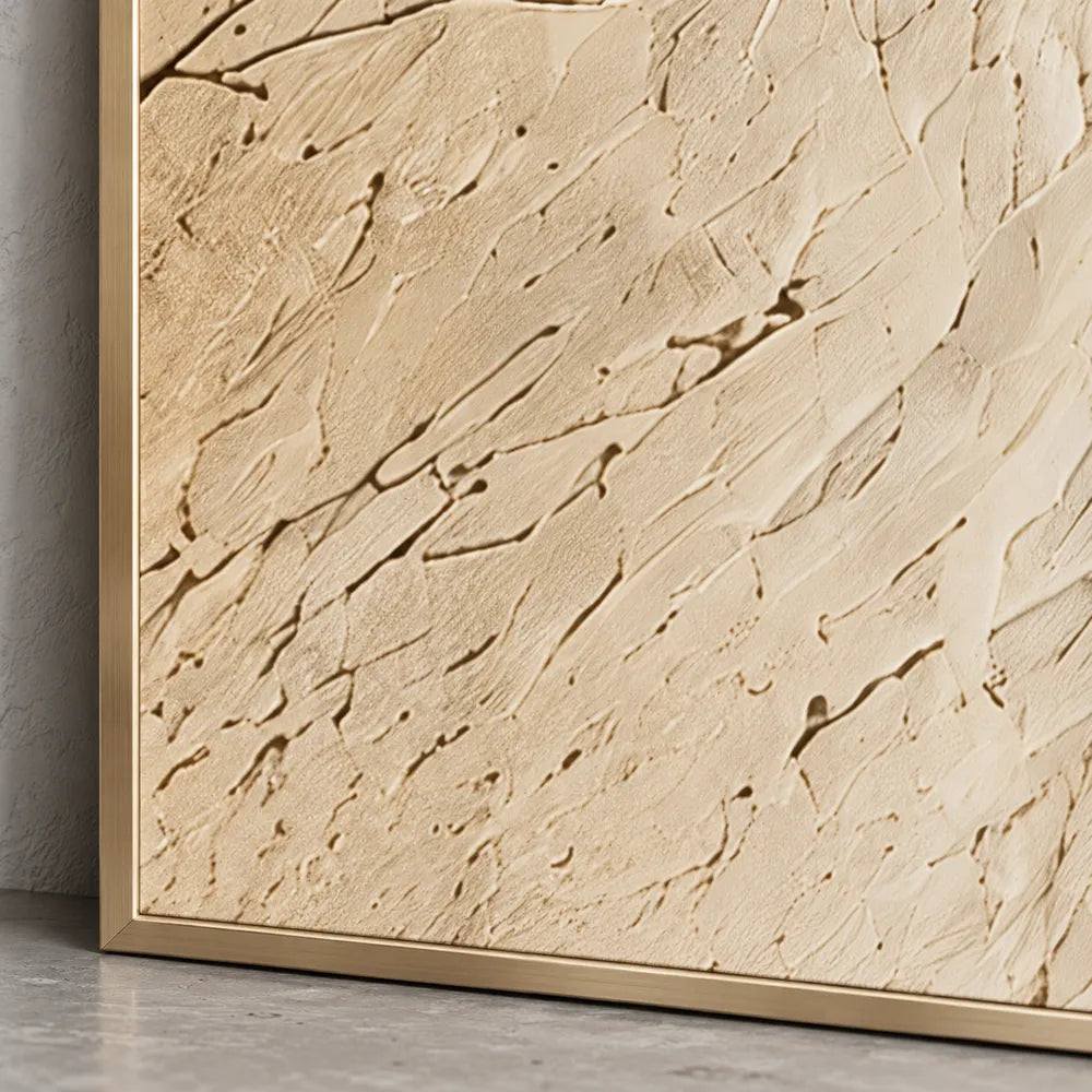 Cream Tan Hand-Painted 3D Textured Oil Painting, Winding Ridges Wall Art #4U0FQXUW