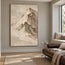 Beige Hand-Painted Mountain Painting, Asymmetric Cream Summit #LEVVY5F3