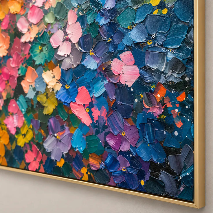 Blue and Coral Hand-Painted Oil Painting, Expressive Color Field #WWMNSDR4