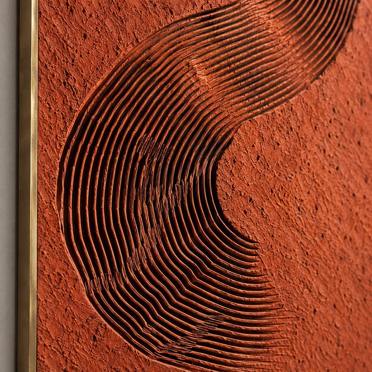Terracotta Hand-Painted 3D Textured Oil Painting, Curving Ridge Abstract #2GFLXWQT