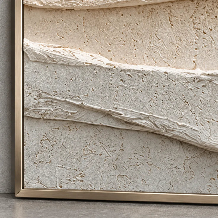 Brown Cream Hand-Painted 3D Textured Oil Painting, Rolling Strata Wall Art #WMVP53K9