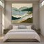 Sage Green Hand-Painted Oil Painting, Layered Mountain Landscape #PWVHIXYY
