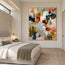 Muted Blue and Warm Neutrals Hand-Painted Oil Painting, Expressive Abstract Color Blocks #Q6Z31DUZ