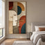Earth-Tone Hand-Painted 3D Textured Oil Painting, Geometric Faces #PDTZGB6G