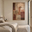 Brown and Beige Hand-Painted Oil Painting, Geometric Arches and Linear Blocks #SOT3Y088