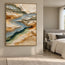 Earth-Tone Hand-Painted 3D Textured Oil Painting, Winding Blue-Gray Flow #KHMVTZFC
